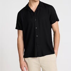 Express Men’s Solid Rayon Short Sleeve Shirt Black Size XS (0682)